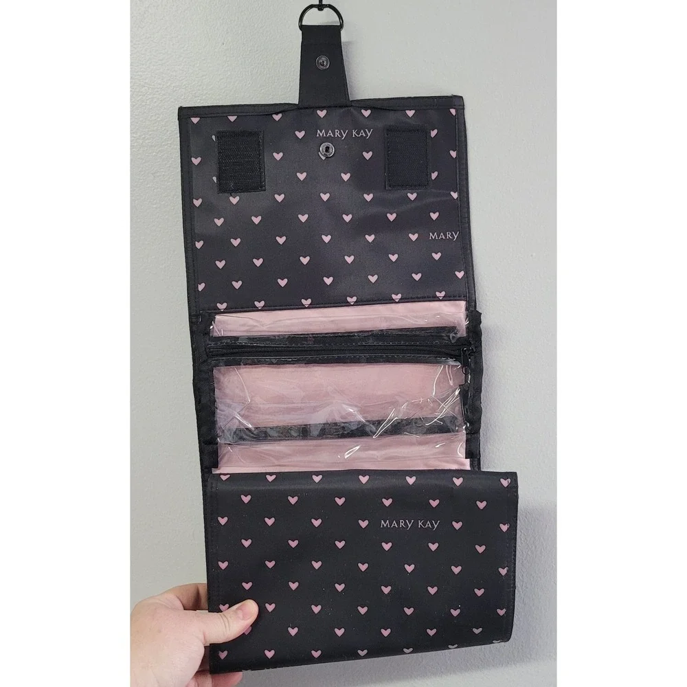 Mary Kay Pink Heart Travel Roll Up Bag Hanging Toiletry Cosmetic Organizer‎